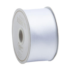 Solid White Satin Wired Ribbon - 9 Yard Spool