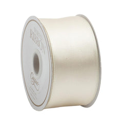 Solid Ivory Satin Wired Ribbon - 9 Yard Spool