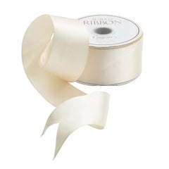 Solid Ivory Satin Wired Ribbon - 9 Yard Spool