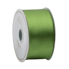 Solid Green Satin Wired Ribbon - 9 Yard Spool