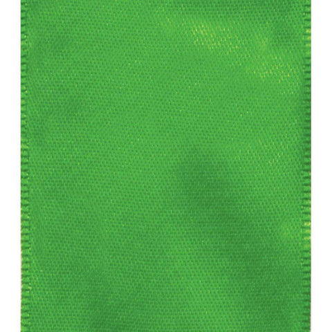 Solid Green Satin Wired Ribbon - 9 Yard Spool