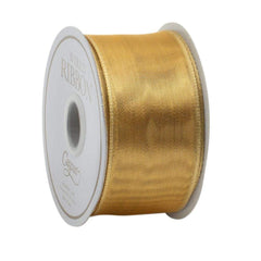 Sheer Gold Wired Ribbon - 9 Yard Spool