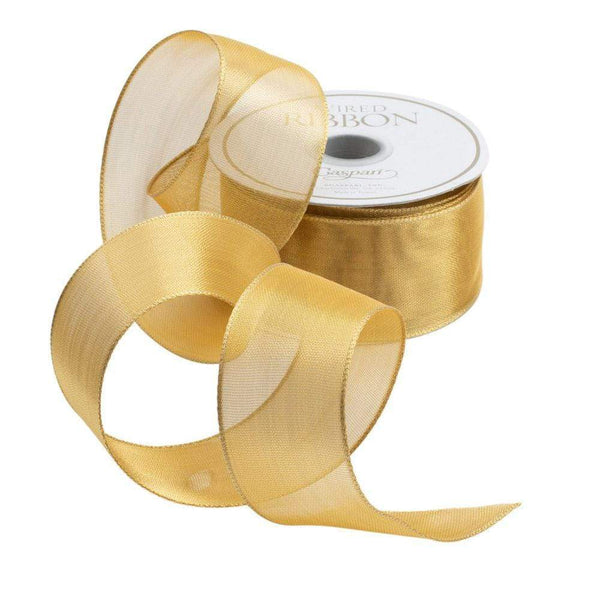 Sheer Gold Wired Ribbon - 9 Yard Spool