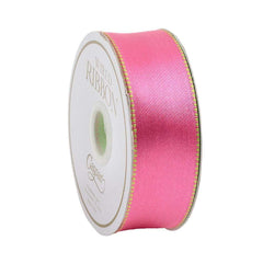 Pink & Green Reversible Satin Wired Ribbon - 10 Yard Spool