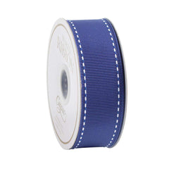 Marine Blue & White Grosgrain Wired Ribbon - 9 Yard Spool