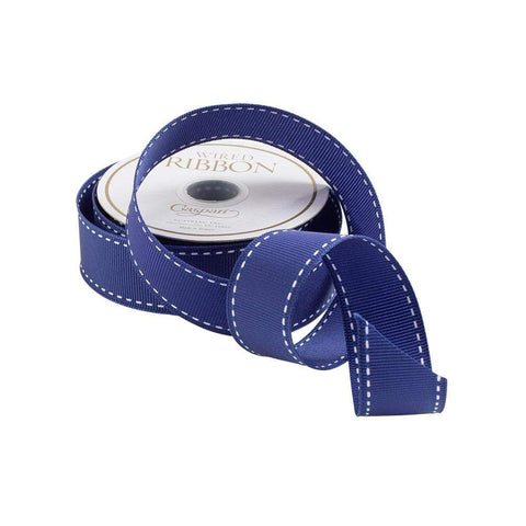 Marine Blue & White Grosgrain Wired Ribbon - 9 Yard Spool