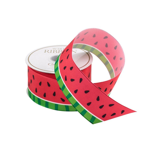 Watermelon Patterned Wired Ribbon - 7 Yard Spool