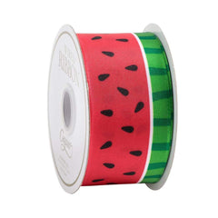 Watermelon Patterned Wired Ribbon - 7 Yard Spool