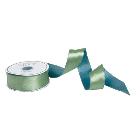 Duck Egg & Celadon Reversible Satin Wired Ribbon - 10 Yard Spool