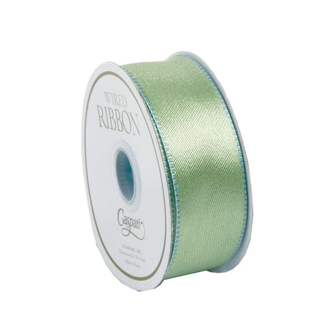 Duck Egg & Celadon Reversible Satin Wired Ribbon - 10 Yard Spool