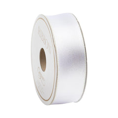 White & Ivory Reversible Satin Wired Ribbon - 10 Yard Spool