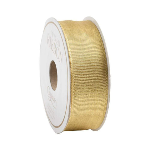 Metallic Gold Grosgrain Wired Ribbon - 6 Yard Spool