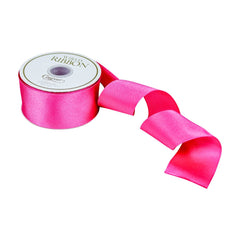 Solid Satin Wired Shocking Pink Ribbon - 1 Spool Of Ribbon