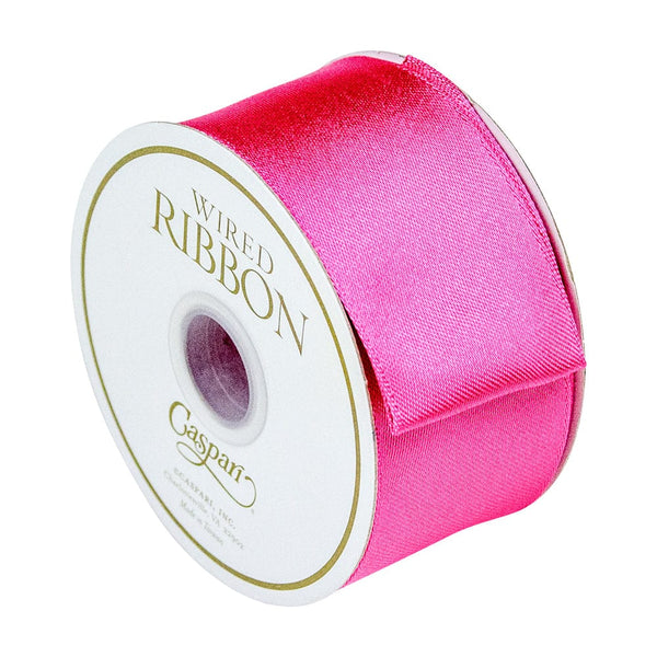 Solid Satin Wired Shocking Pink Ribbon - 1 Spool Of Ribbon