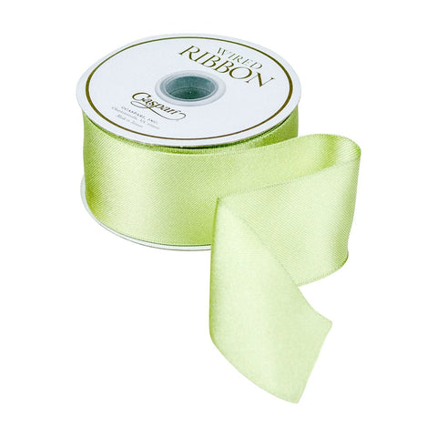 Solid Satin Wired Celadon Ribbon - 1 Spool Of Ribbon