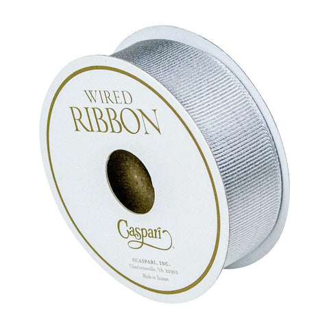 Silver Metallic Wired Grosgrain Ribbon - 1 Spool Of Ribbon